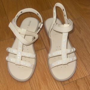 Geox Cream Strappy Sandals with Studs